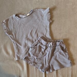 Zara Light Gray Ribbed Knit Top